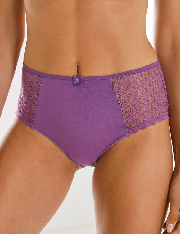 Culotte maxi coton dentelle unie Coria - lot de 2 (violet)