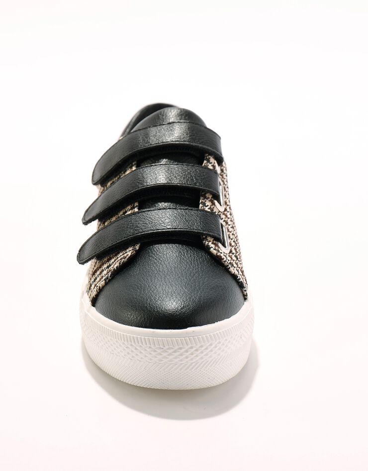 Tennis scratchées bimatière - motifs carreaux (noir)