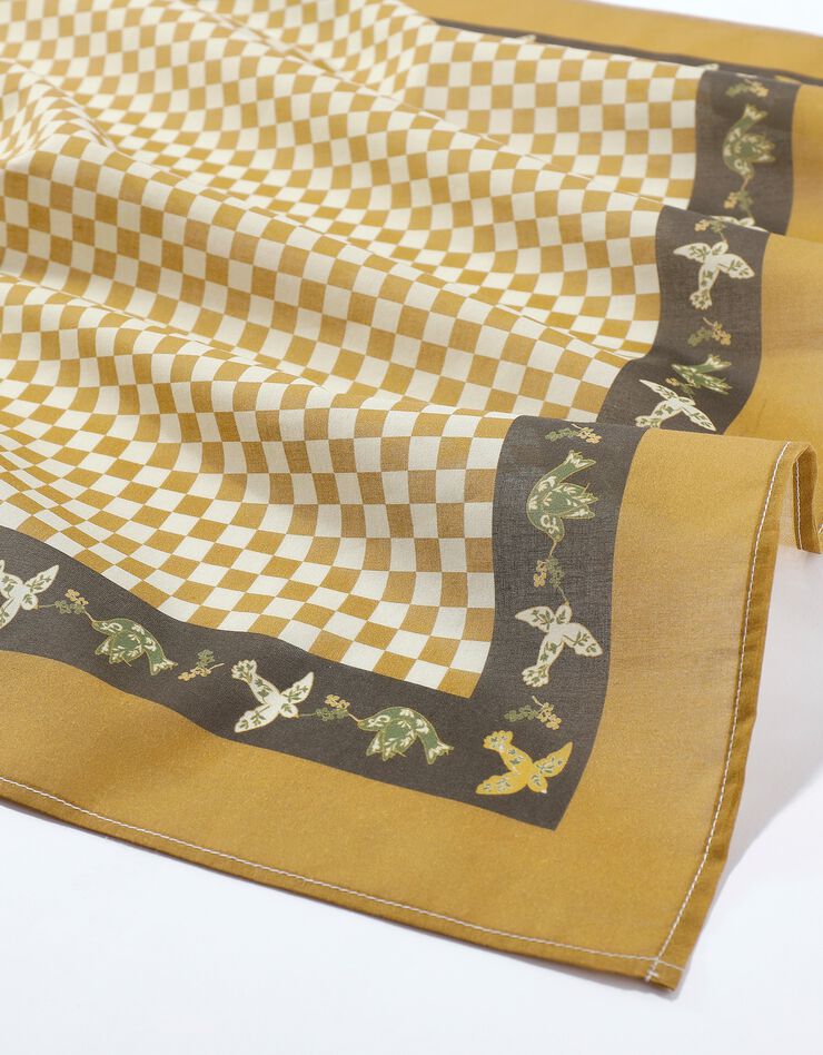 Foulard fabriqué en France imprimé géométrique, 70 x 70 cm - coton (kaki) Foulard fabriqué en France imprimé géométrique, 70 x 70 cm - coton (kaki)
