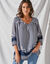 Blouse ample imprimée manches 3/4 pagodes (indigo / écru)