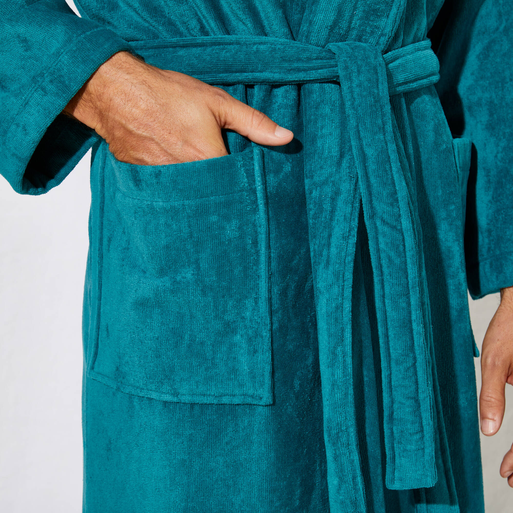 Peignoir Éponge Chenille Capuche - Unisexe Homme/Femme - Coton Doux 500g/m² - Ceinture Réglable - Pour Salle De Bain, Spa - 2