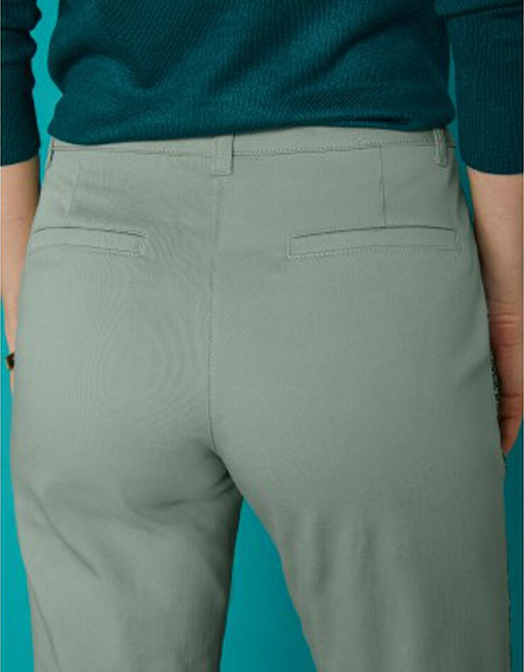 Pantalon chino bande strassée (vert grisé)