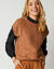 Pull torsadé sans manches, épaules tombantes (caramel)