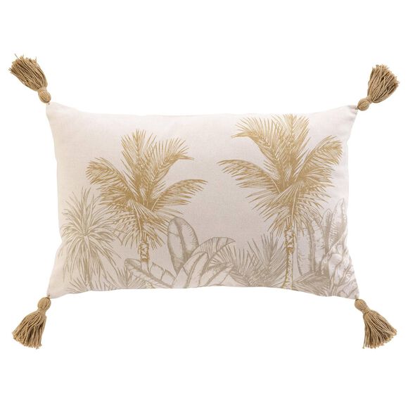 Coussin rectangulaire imprimé tropical (naturel)