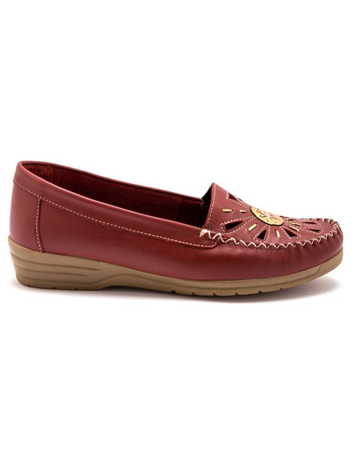 Mocassins "sans gêne" cuir grande largeur - rouge (rouge) Mocassins "sans gêne" cuir grande largeur - rouge (rouge)