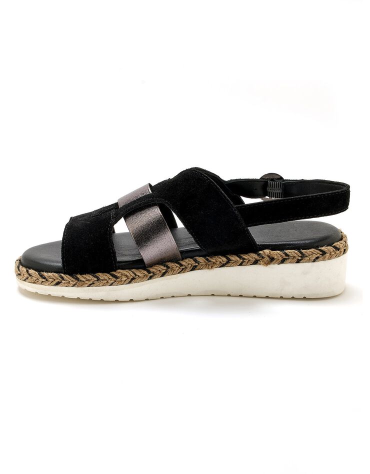 Sandales ouvertes compensées style sabot (noir) Sandales ouvertes compensées style sabot (noir)