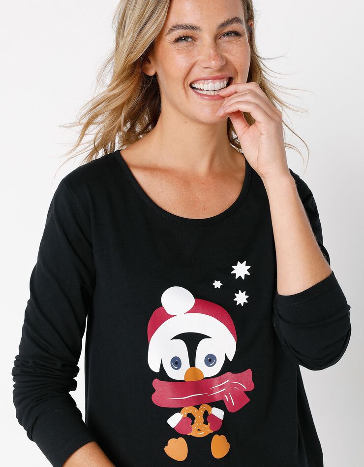 Pyjama imprimé "pingouin" avec pochon assorti offert (noir) Pyjama imprimé "pingouin" avec pochon assorti offert (noir)