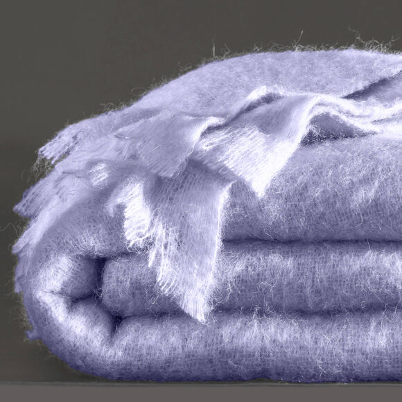 Couverture laine mohair angora (parme grisé)