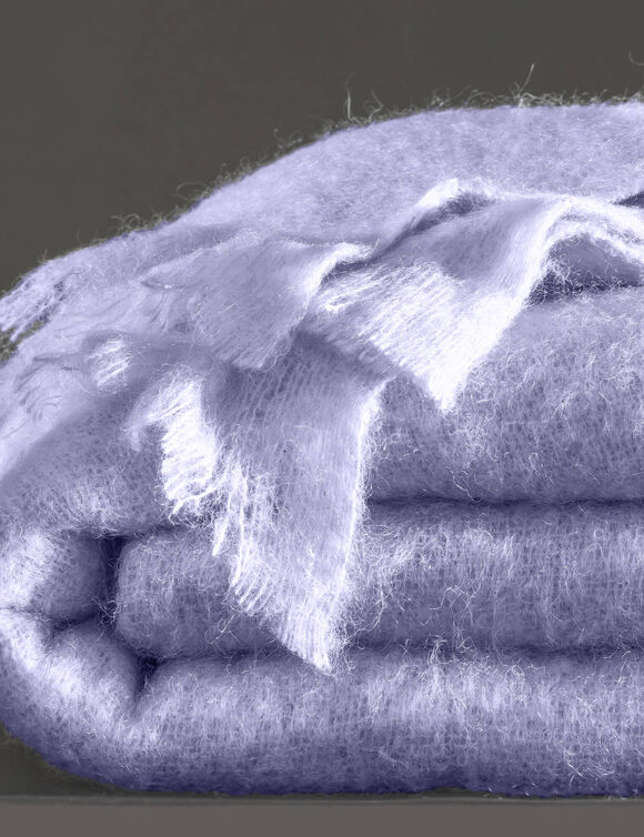 Couverture laine mohair angora (parme grisé)
