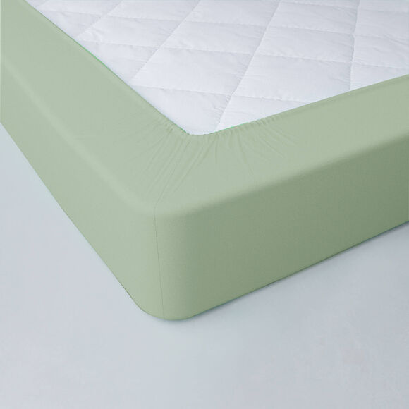 Drap-housse uni jersey bonnet 40 cm (vert amande)