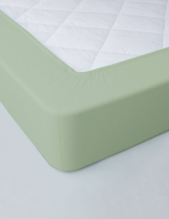 Drap-housse uni jersey bonnet 40 cm (vert amande)