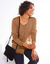 Cardigan boutonné col rond uni (noisette)