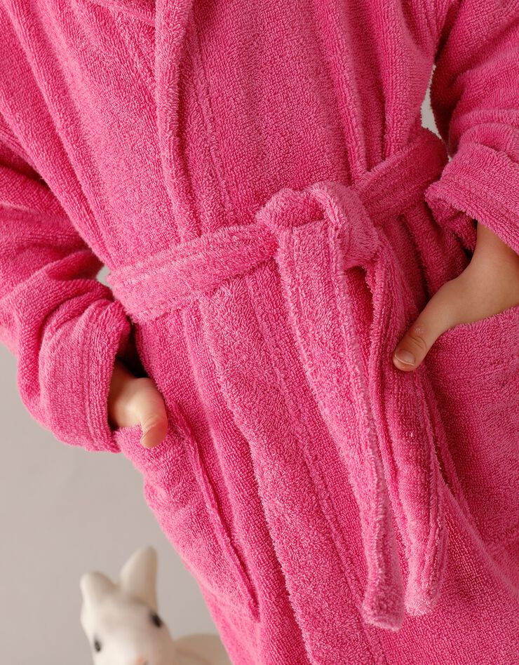 Peignoir enfant éponge bouclette à capuche (fuchsia)