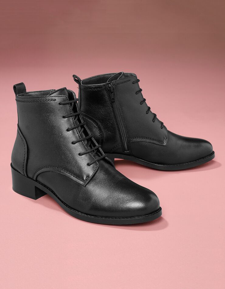 Bottines en cuir confort à lacets (noir) Bottines en cuir confort à lacets (noir)
