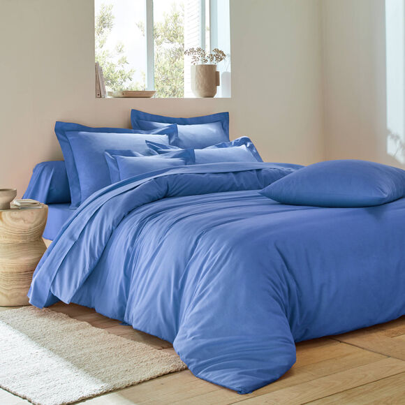 Linge de lit uni polyester-coton Colombine (océan)
