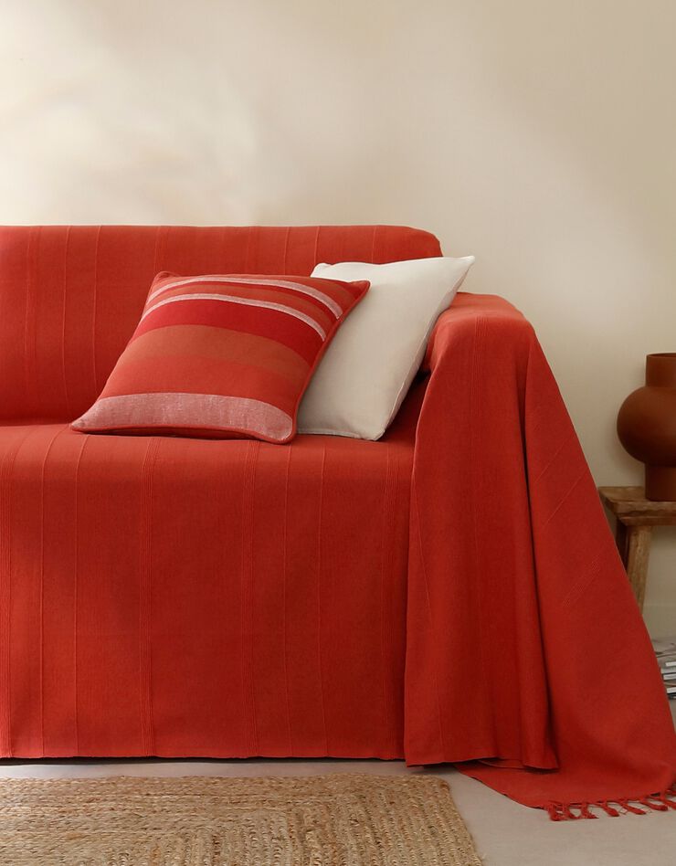 Housse coussin multicolore coton tissage artisanal - lot de 2 (terracotta)