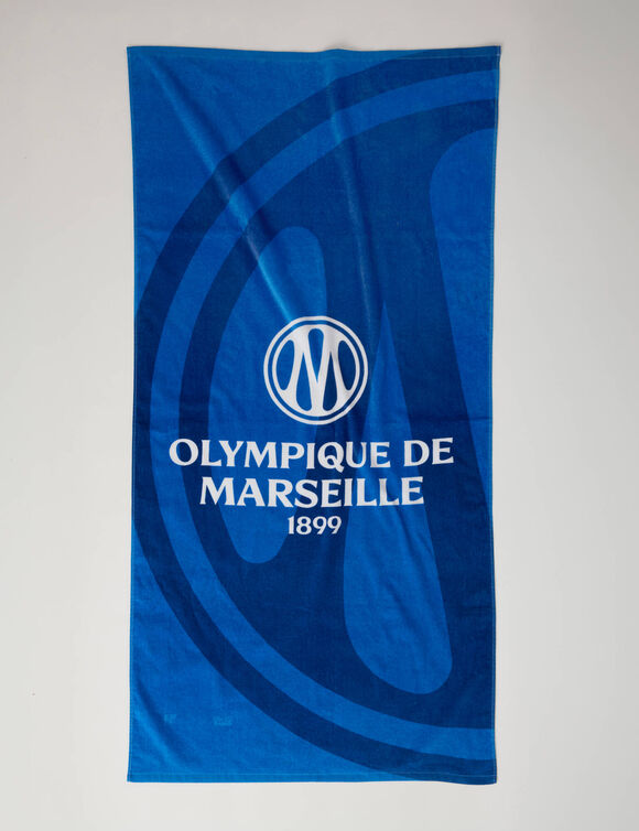Drap de bain OM&reg;, &eacute;ponge et velours coton - 320g/m2 (bleu)