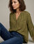 Blouse flanelle, manches 7/8, imprim&eacute; effet broderie (bronze)
