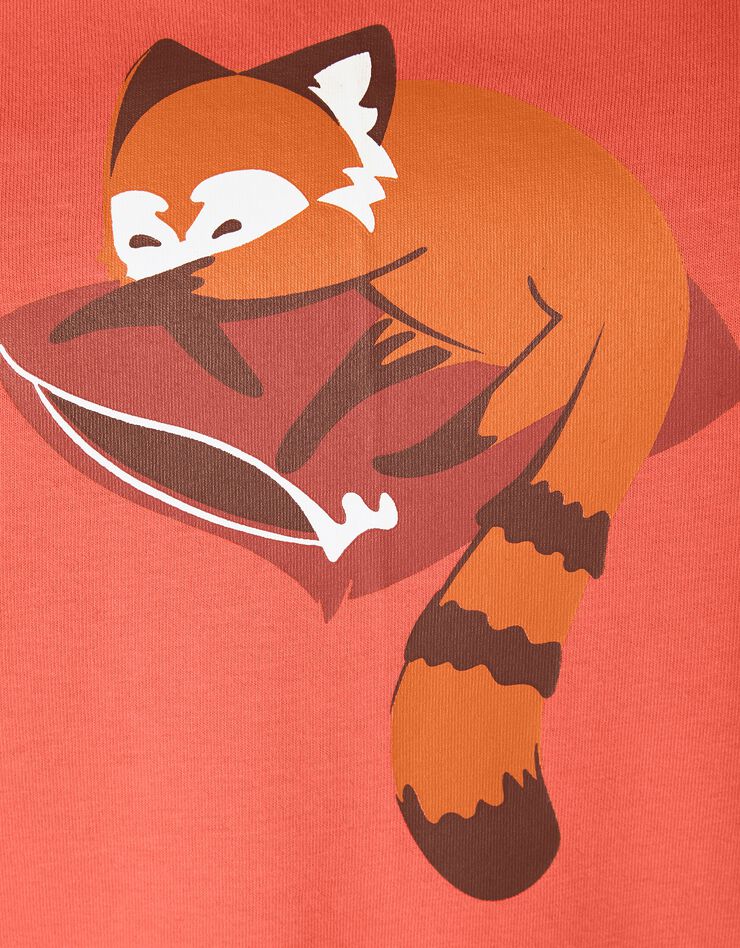 Chemise de nuit courte manches longues motif "panda roux" (corail)