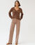 Pull col V, maille anglaise (taupe)