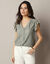 Chemisier col V dentelle (vert amande)
