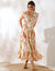 Robe longue imprimée, sans manches (vanille)