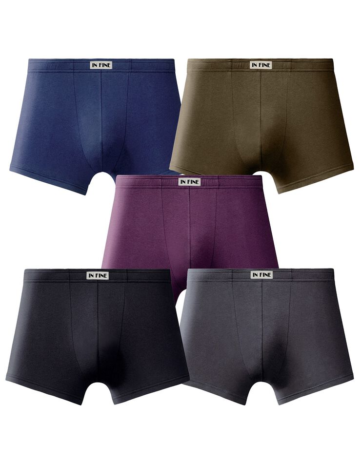Boxer uni ceinture élastiquée recouverte - lot de 5 (mica) Boxer uni ceinture élastiquée recouverte - lot de 5 (mica)