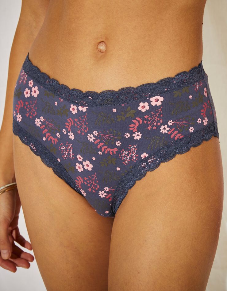 Culotte haute en coton imprimé Capella - lot de 2 (bleu grisé) Culotte haute en coton imprimé Capella - lot de 2 (bleu grisé)