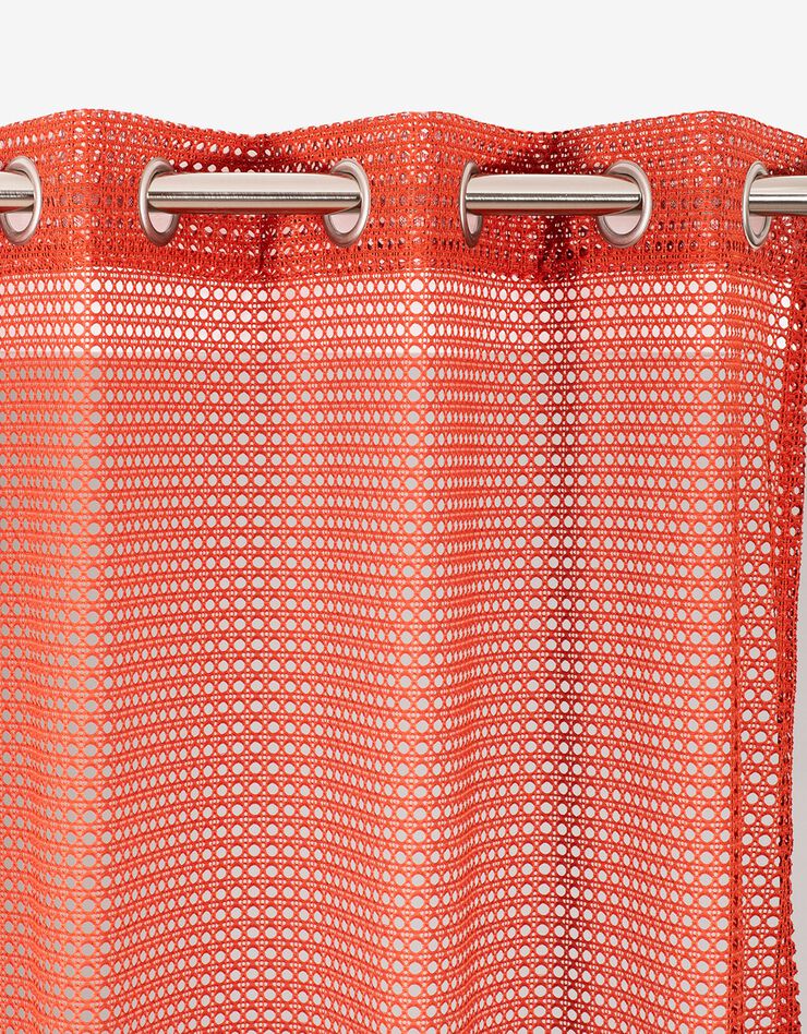 Rideau panneau brodé effet cannage  (terracotta)