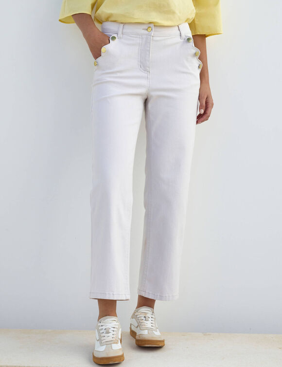 Pantalon coupe droite 7/8&egrave;me (&eacute;cru)