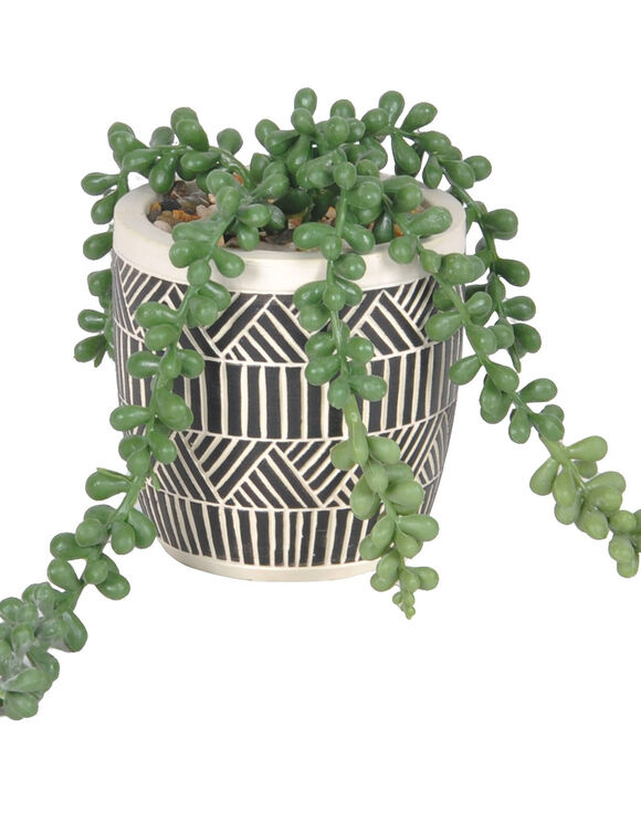 Plante artificielle et pot en ciment (noir / blanc)