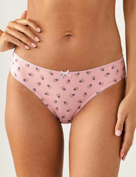 Culotte coton forme midi imprim&eacute; motif "fleurs indiennes &ndash; Lot de 4  (rose)