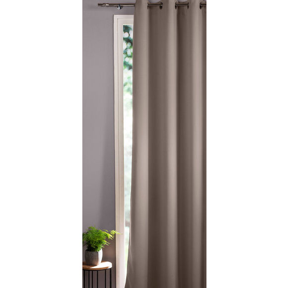 Rideau occultant uni satiné finition oeillets (taupe)