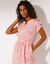 Robe imprimée boutonnée épaules (corail / écru)