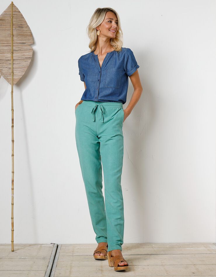 Blouse boutonnée en jean uni, manches courtes (stone) Blouse boutonnée en jean uni, manches courtes (stone)