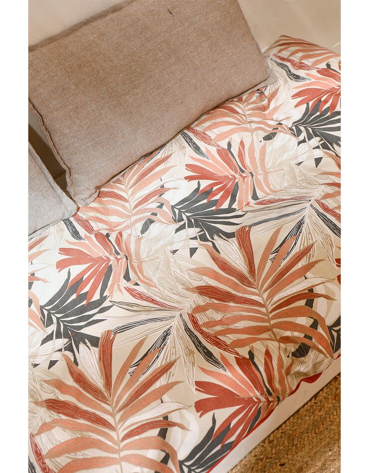 Long coussin de sol imprimé feuillage (rose / terracotta) Long coussin de sol imprimé feuillage (rose / terracotta)