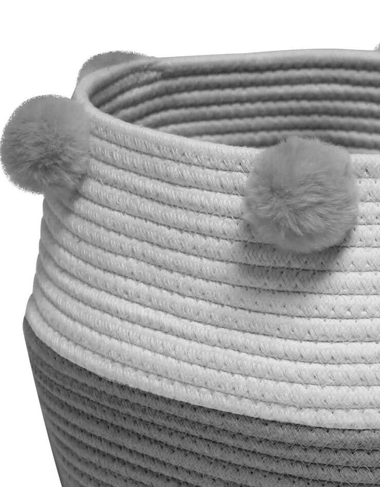 Panier de rangement déco à pompons Suzy gris/blanc (gris / blanc) Panier de rangement déco à pompons Suzy gris/blanc (gris / blanc)