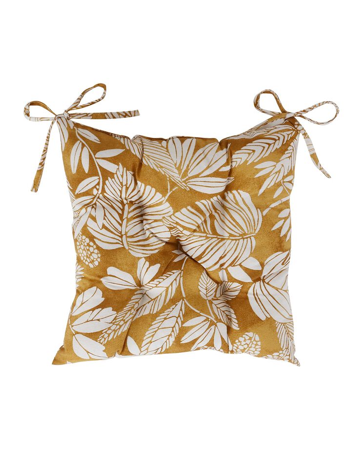 Galette de chaise carrée imprimée - lot de 2 (jaune)