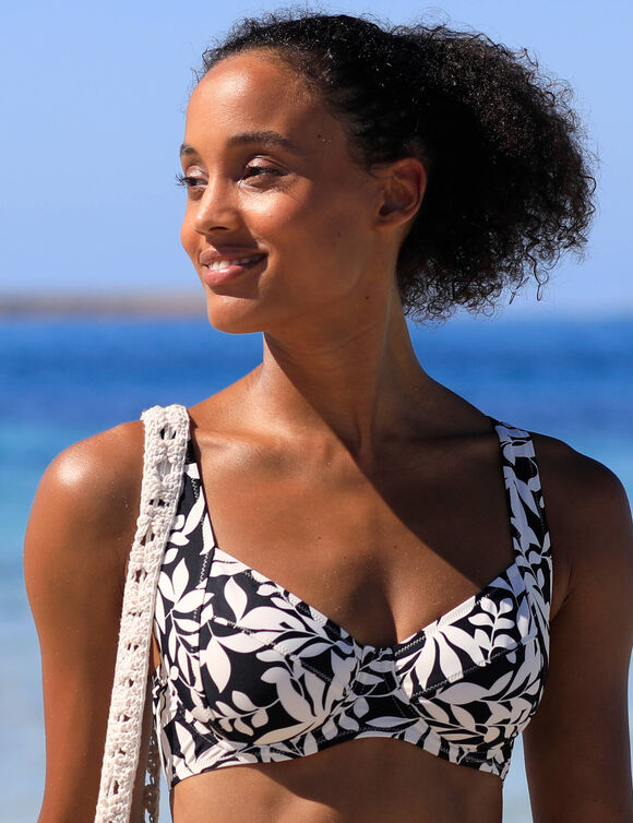 Haut de maillot de bain avec armatures Linao - forme balconnet (noir / &eacute;cru)