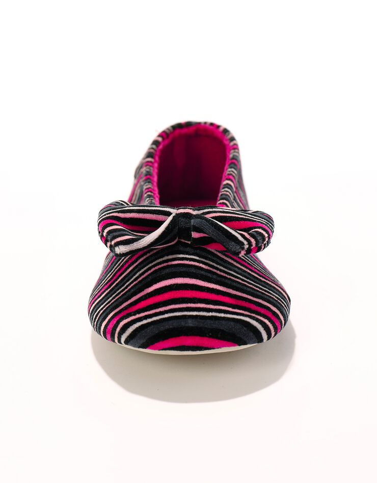 Ballerines velours coton rayé issu de l'agriculture biologique - large noeud (multicolore) Ballerines velours coton rayé issu de l'agriculture biologique - large noeud (multicolore)