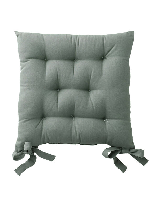 Galette de chaise carrée unie coton bachette - lot de 2 (eucalyptus)