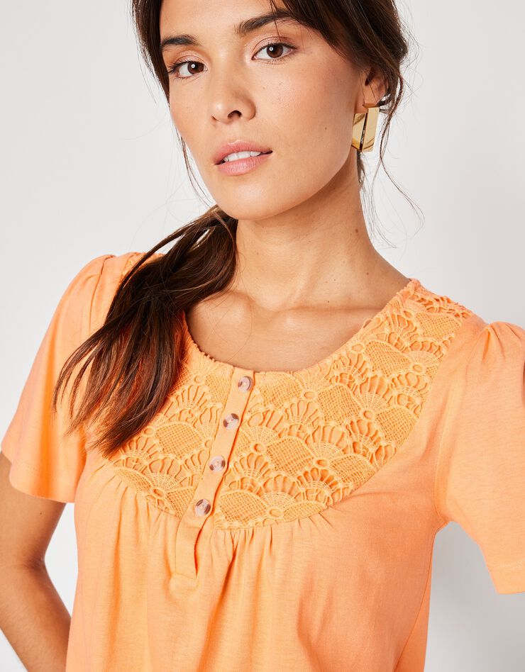 Tee-shirt macramé manches courtes (mangue) Tee-shirt macramé manches courtes (mangue)
