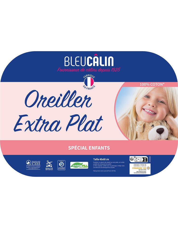 Oreiller extra plat enfant coton biologique (blanc)
