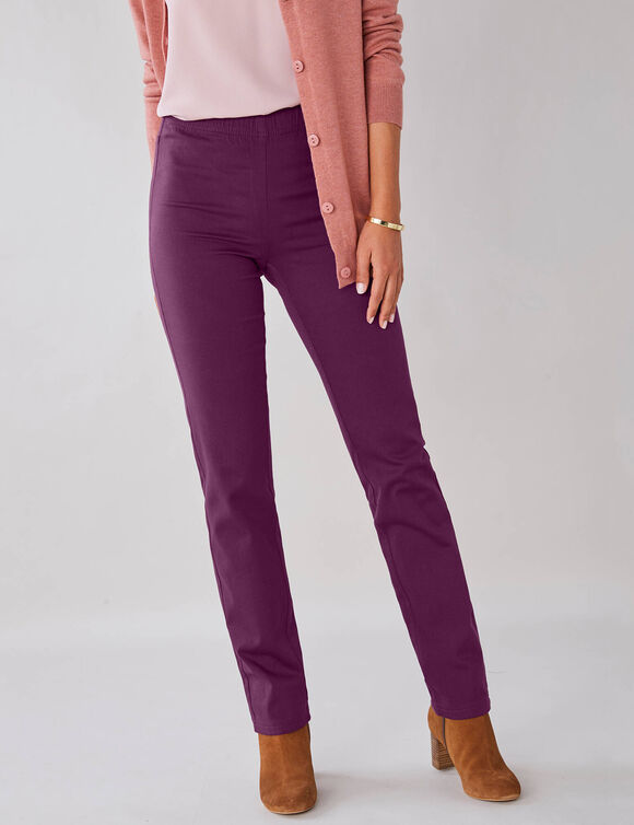 Pantalon sculptant, ceinture ventre plat (prune)