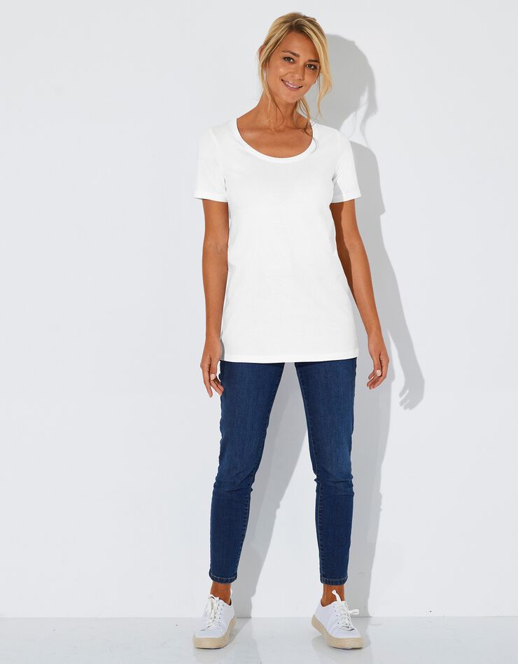 Tee-shirt uni col rond en coton bio(1), éco-responsable (blanc) Tee-shirt uni col rond en coton bio(1), éco-responsable (blanc)