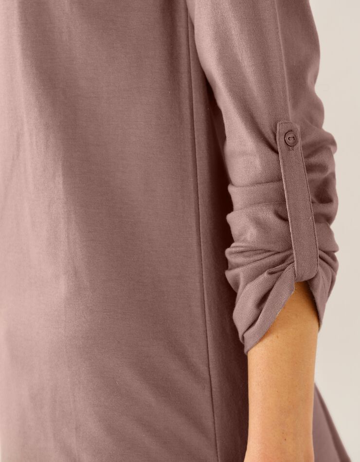 Tee-shirt col tunisien uni (taupe) Tee-shirt col tunisien uni (taupe)