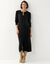 Robe pull longue boutonn&eacute;e, manches longues (noir)