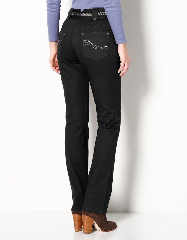 Pantalon droit taille haute effet denim - petite stature (noir)