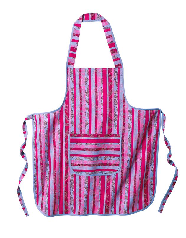 Tablier cuisine rayé forme bavette (rose)