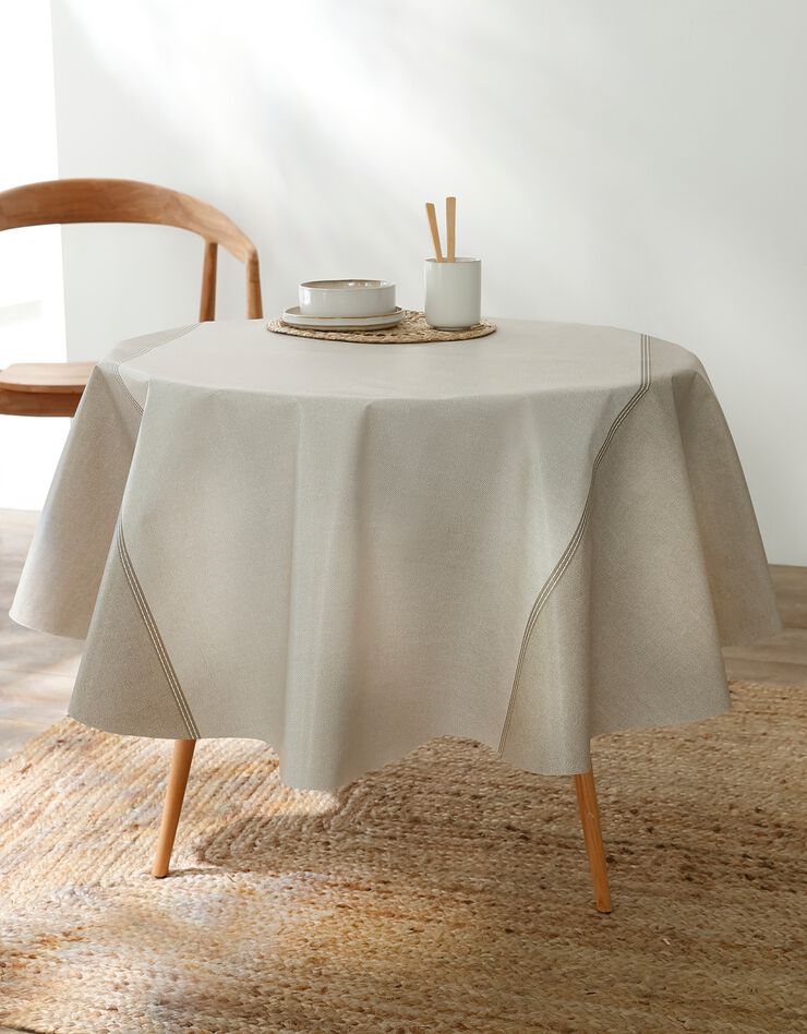 Nappe toile cirée imprimée faux-uni (écru)
